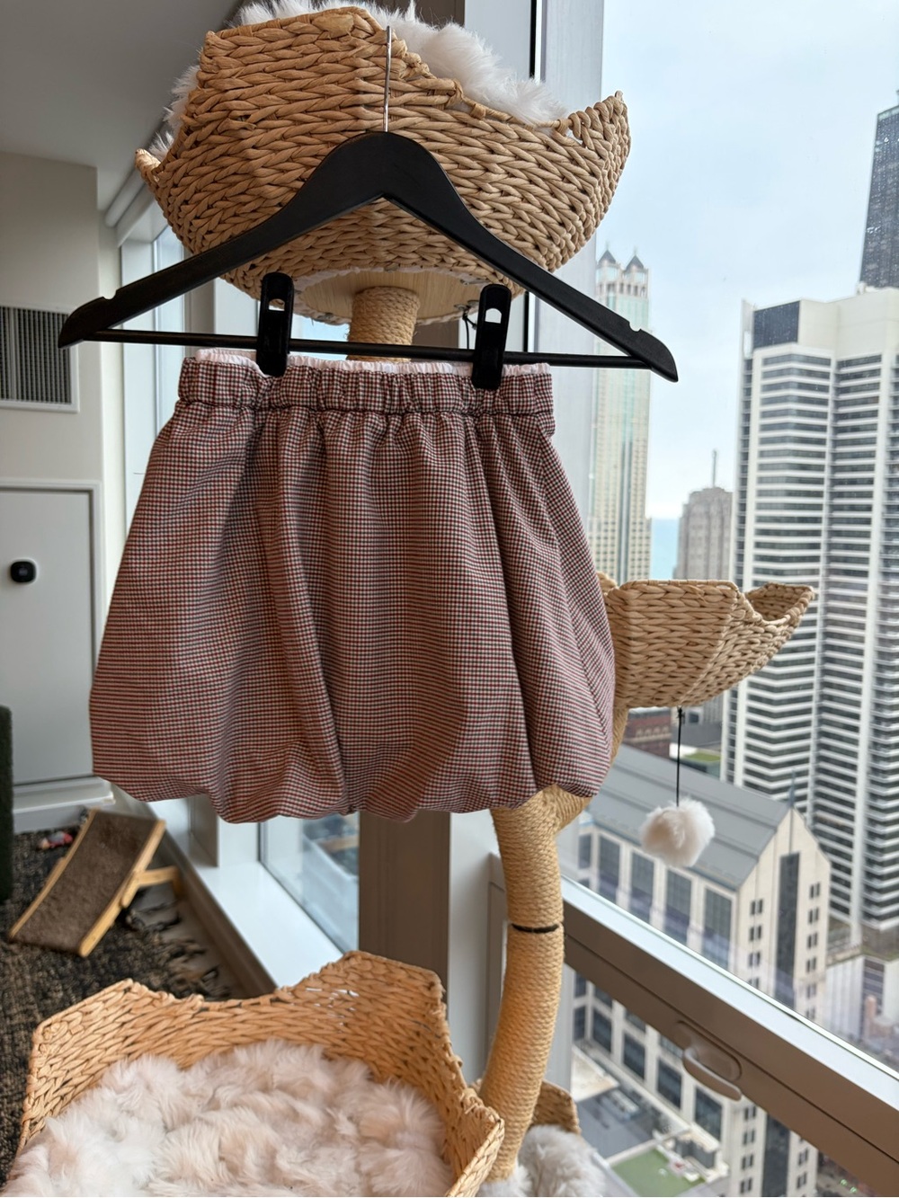 Zara Plaid Bubble Skirt in Brown and Cream